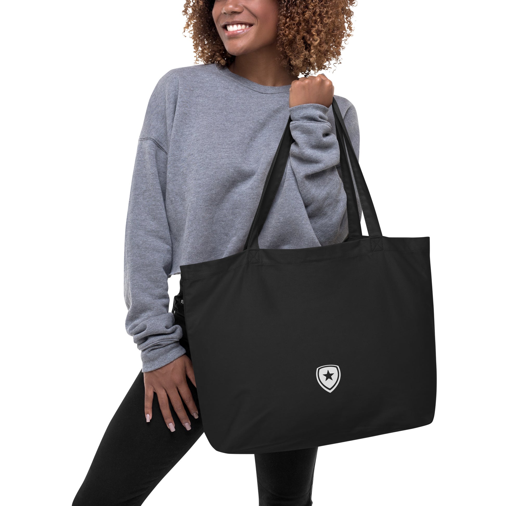 100% Organic Large Tote Bag --CH Style-- Black