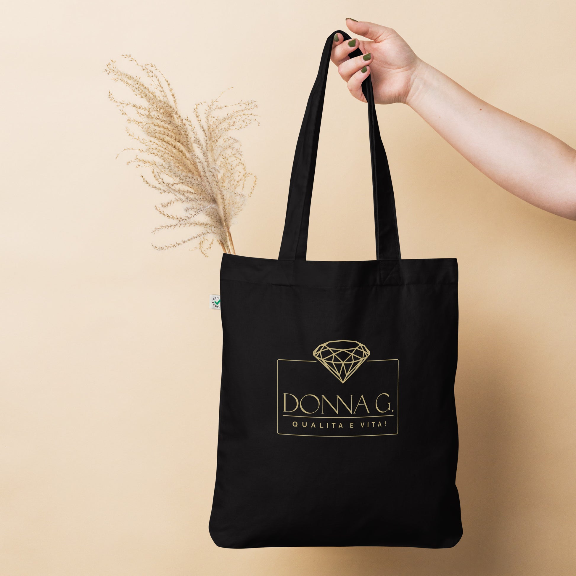 100% Organic fashion tote bag -- Donna G. -- Black