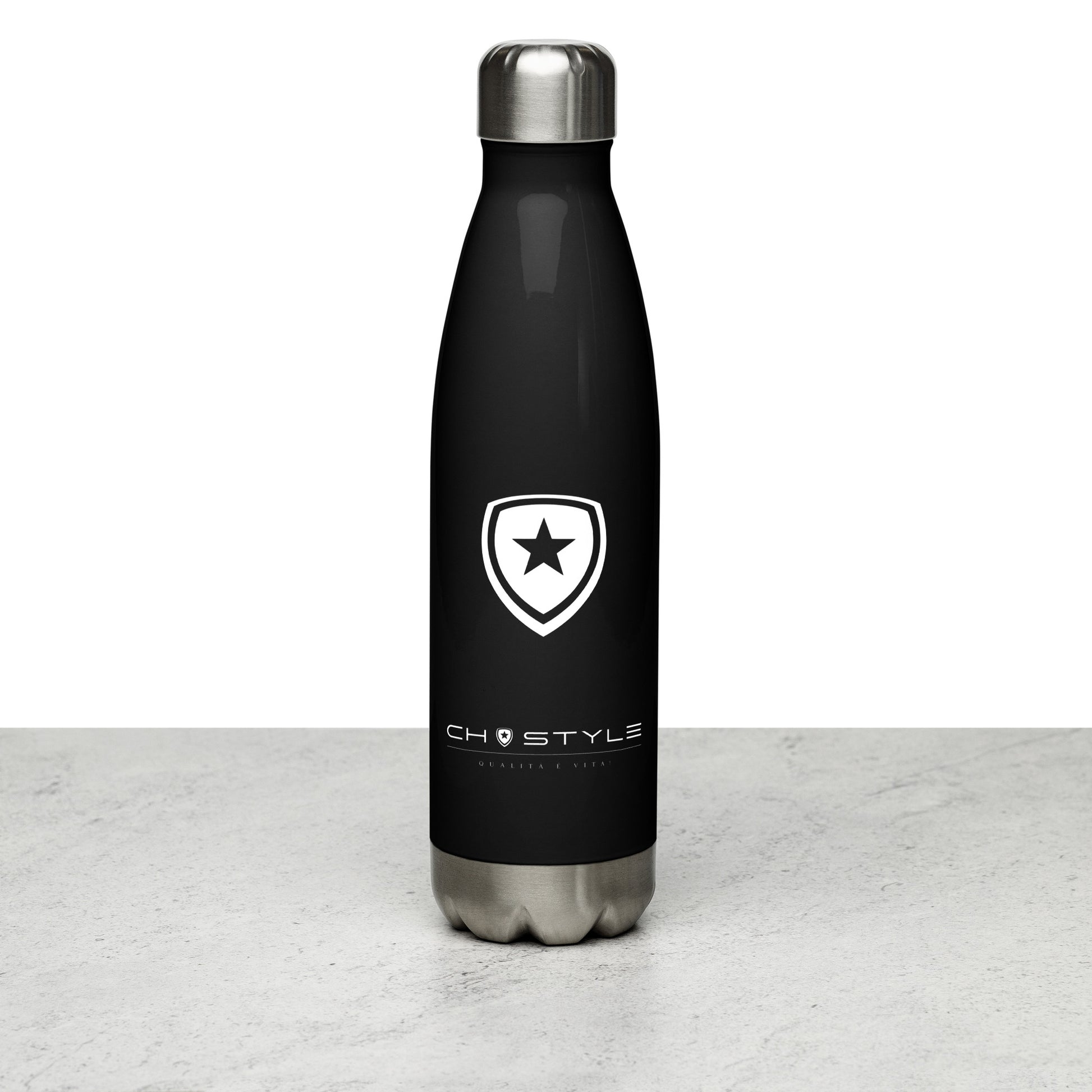 Luxury Stainless Steel Water Bottle --CH Style-- Black