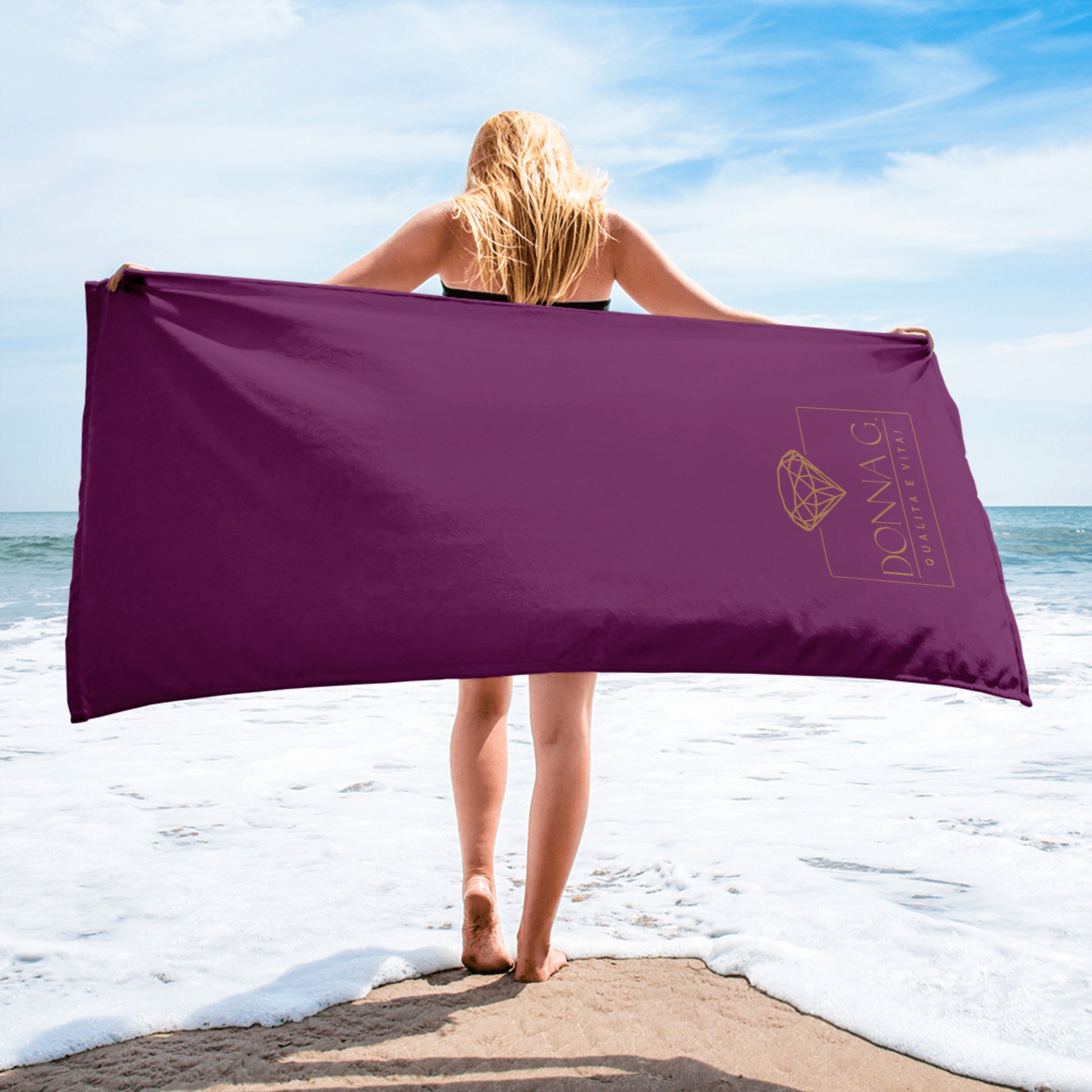 Luxe badkamer handdoek -- Donna G. -- | Paars |