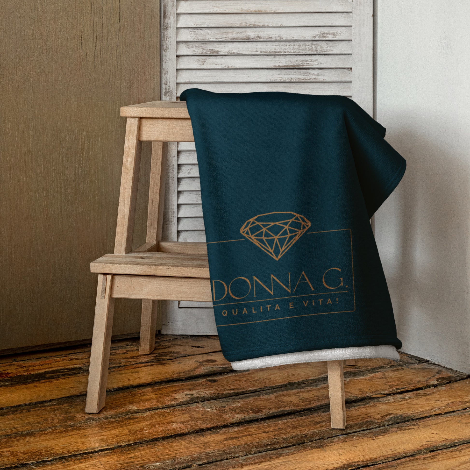 Luxe badkamer handdoek --Donna G. -- | Marineblauw |