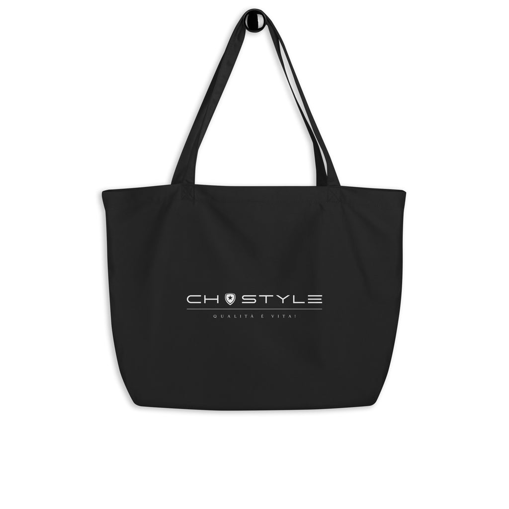 100% Organic Large Tote Bag --CH Style-- Black