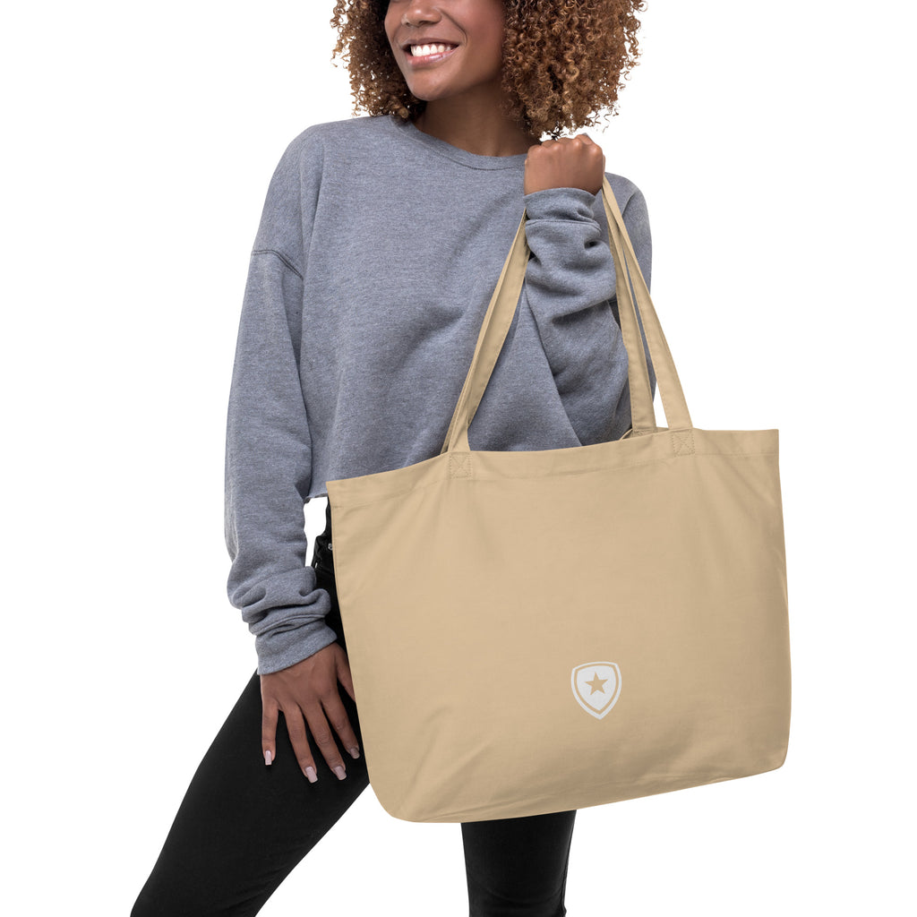 100% Organic Large Tote Bag --CH Style-- Beige