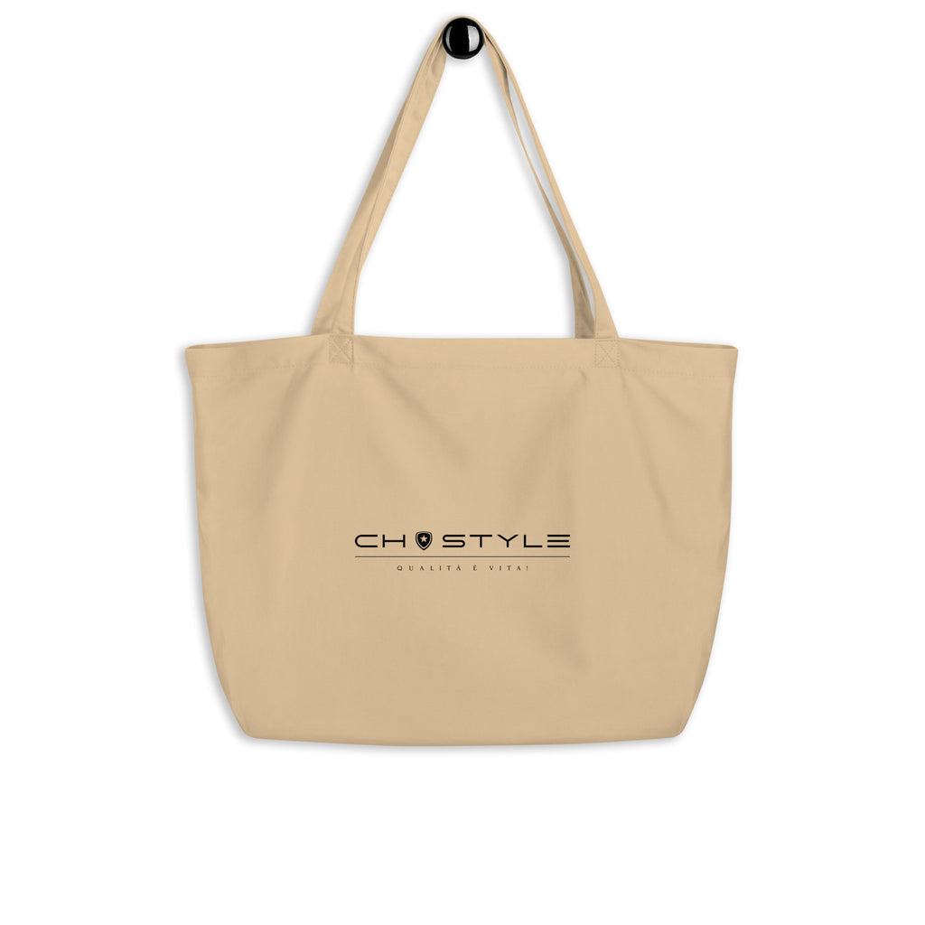 100% Organic Large Tote Bag --CH Style-- Beige