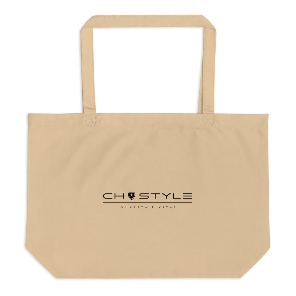 100% Organic Large Tote Bag --CH Style-- Beige