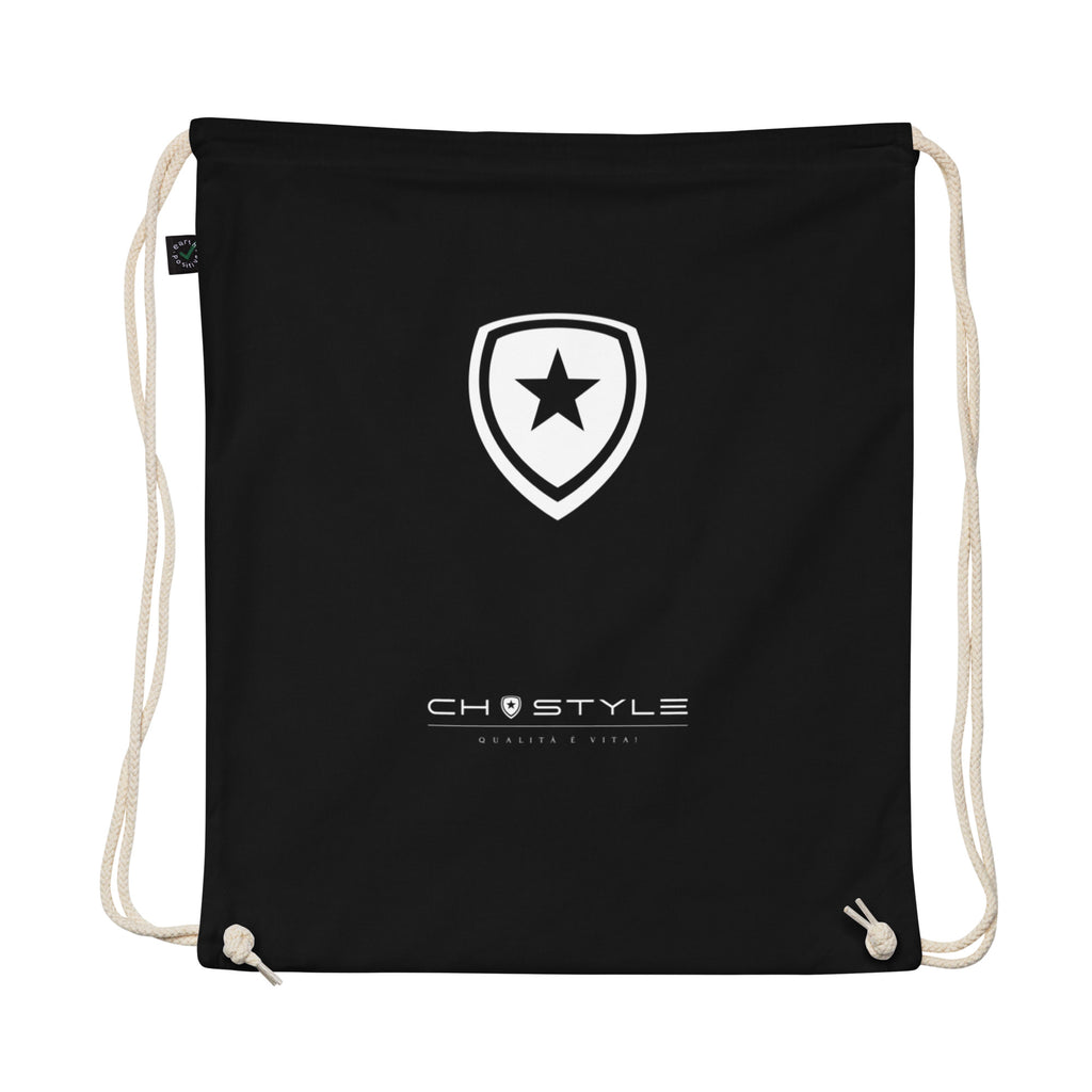 100% Organic Drawstring Bag --CH Style-- Black