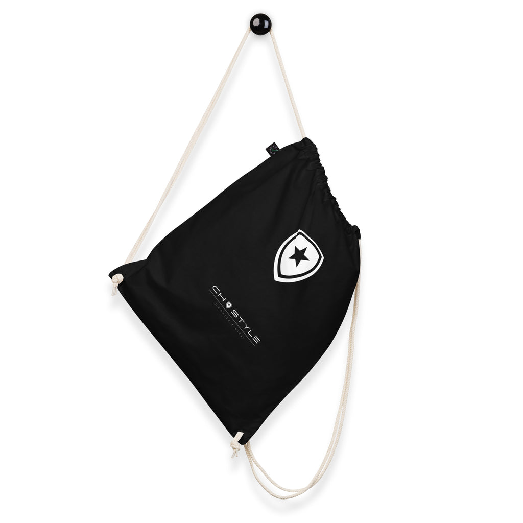 100% Organic Drawstring Bag --CH Style-- Black