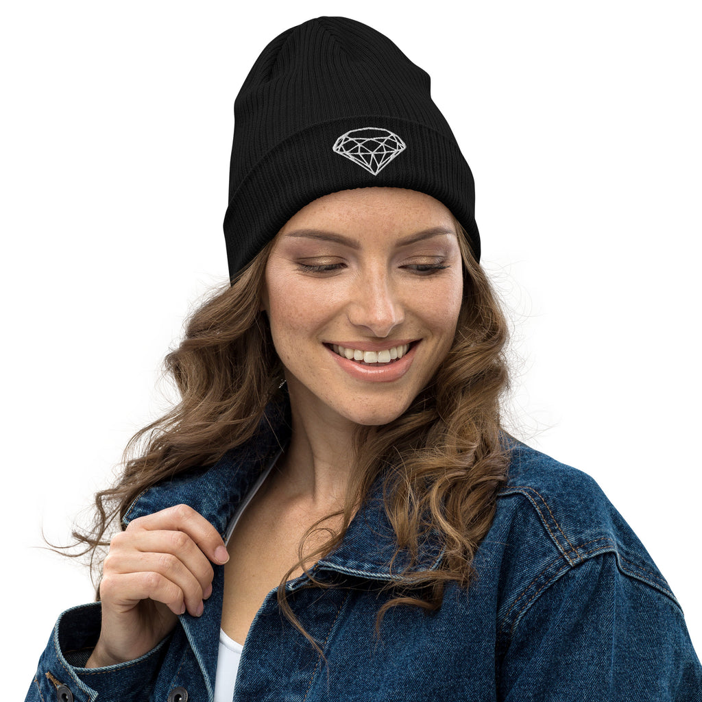 100% Organic Ribbed Beanie --Donna G.-- Black