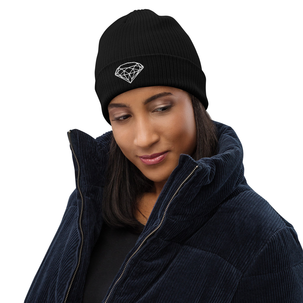 100% Organic Ribbed Beanie --Donna G.-- Black