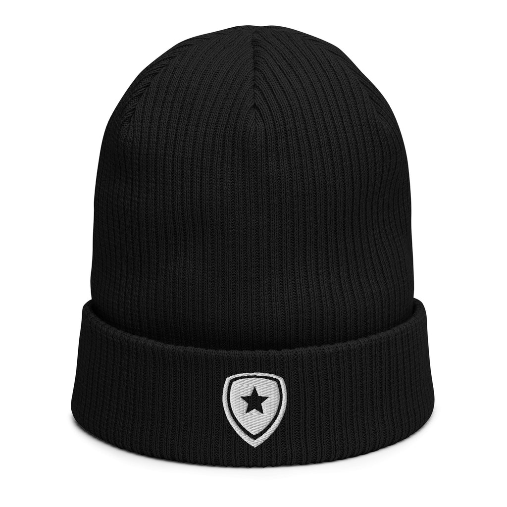 100% Organic Ribbed Beanie --CH Style-- Black