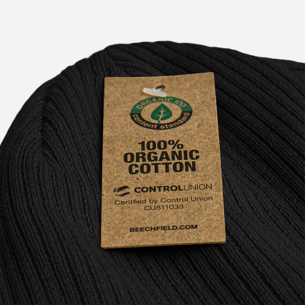100% Organic Ribbed Beanie --Donna G.-- Black