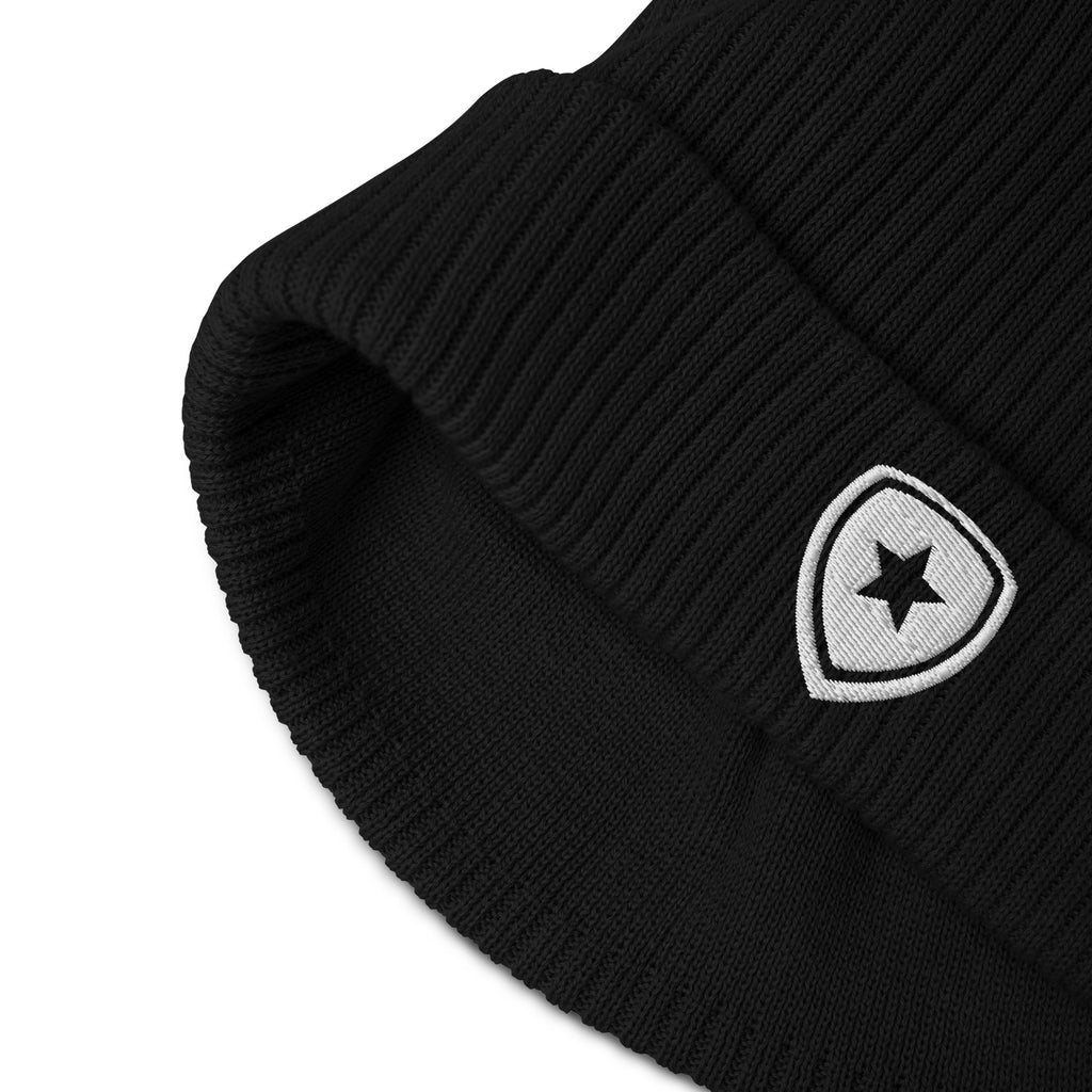 100% Organic Ribbed Beanie --CH Style-- Black