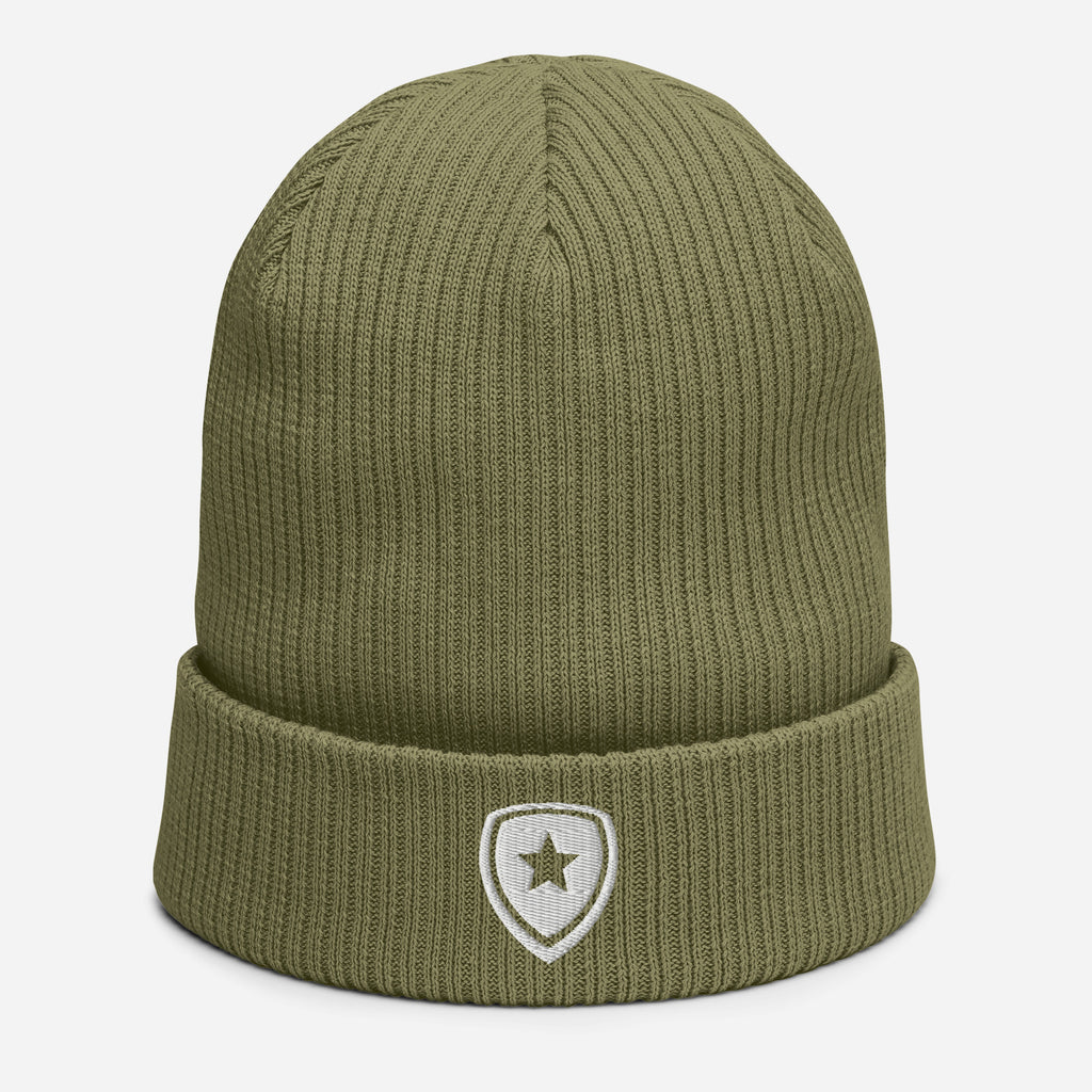 100% Organic Ribbed Beanie Green
