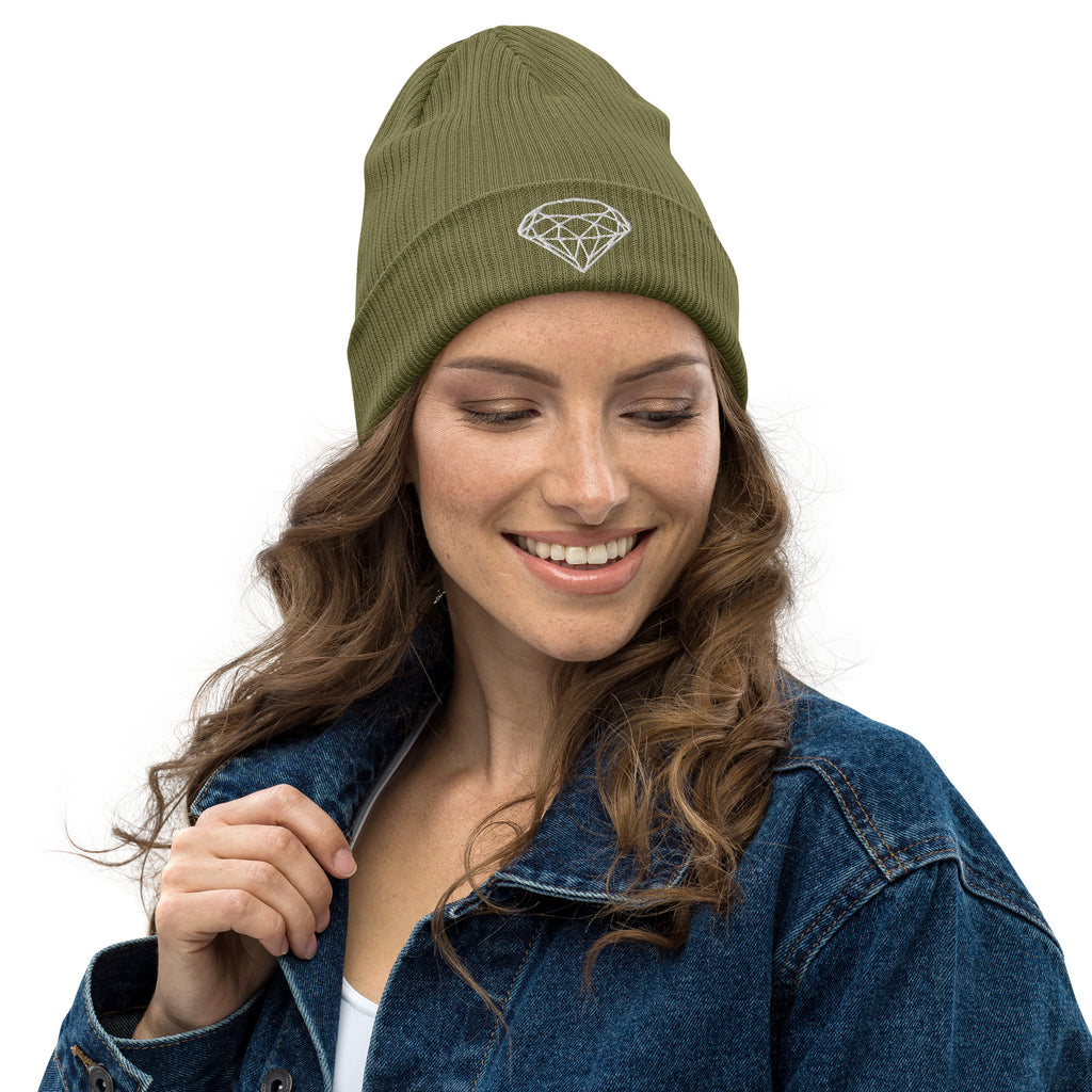 100% Organic Ribbed Beanie --Donna G.-- Green