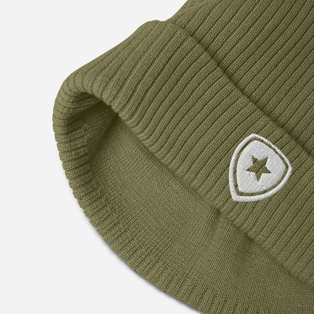 100% Organic Ribbed Beanie Green