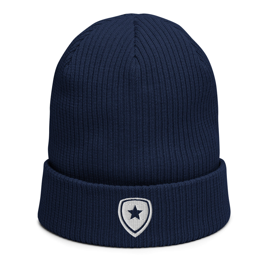 100% Organic Ribbed Beanie Blue
