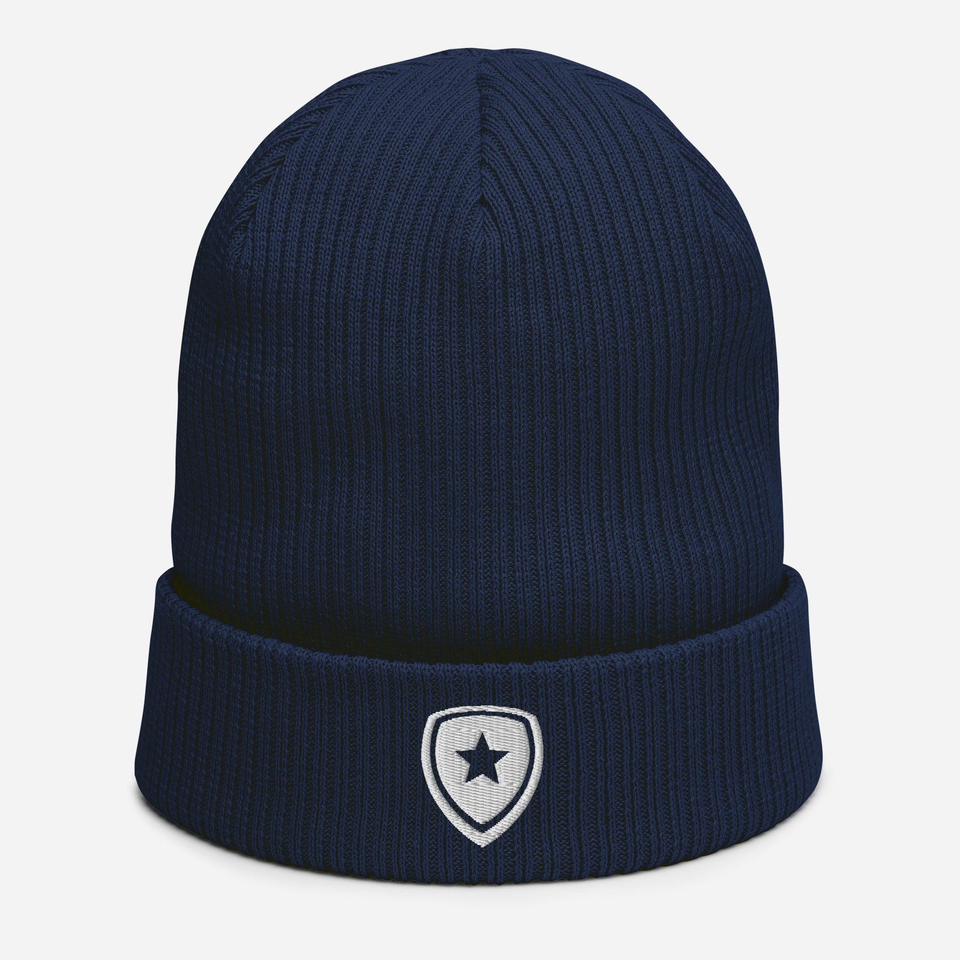 100% Organic Ribbed Beanie Blue