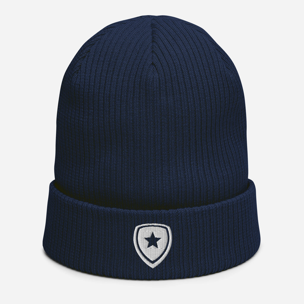 100% Organic Ribbed Beanie Blue