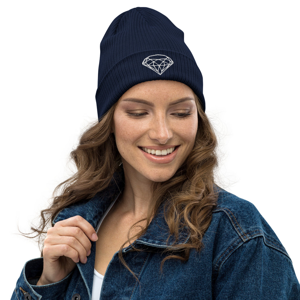 100% Organic Ribbed Beanie --Donna G.-- Blue