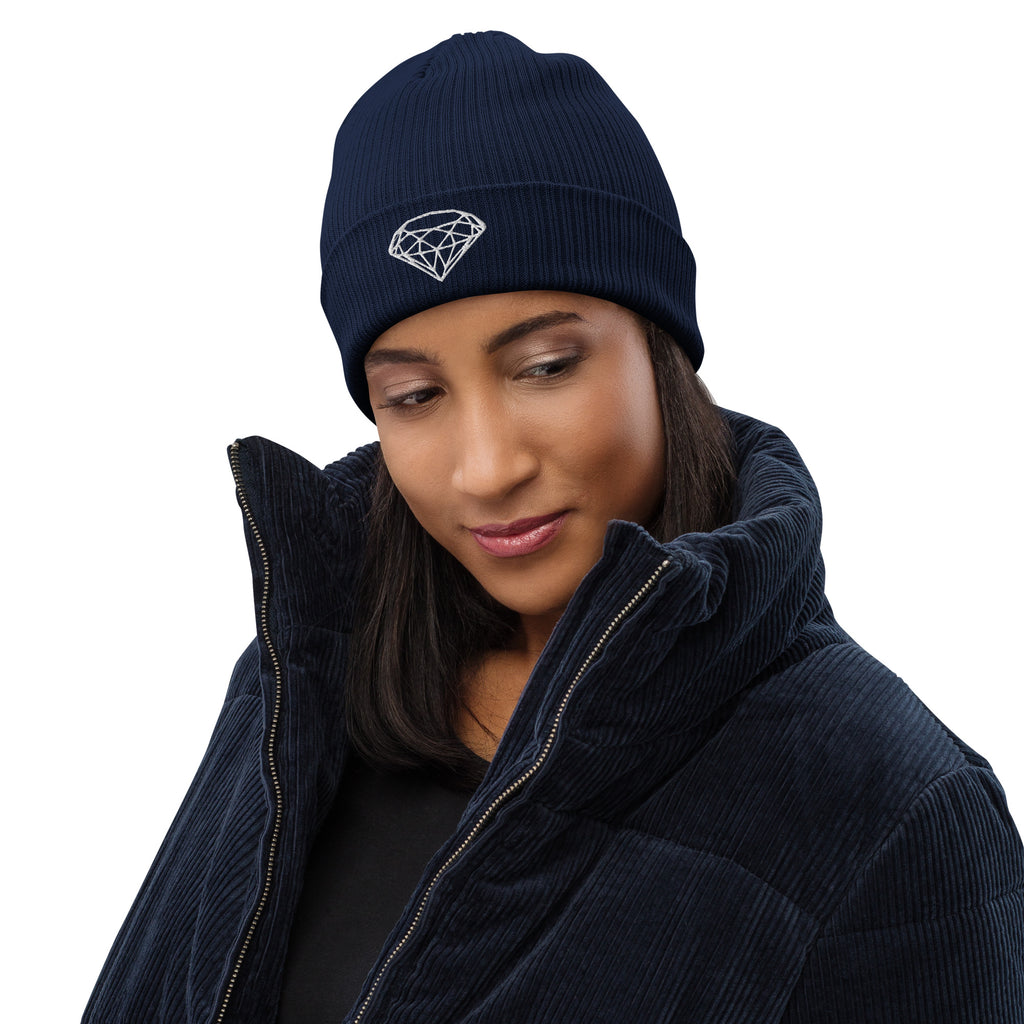 100% Organic Ribbed Beanie --Donna G.-- Blue