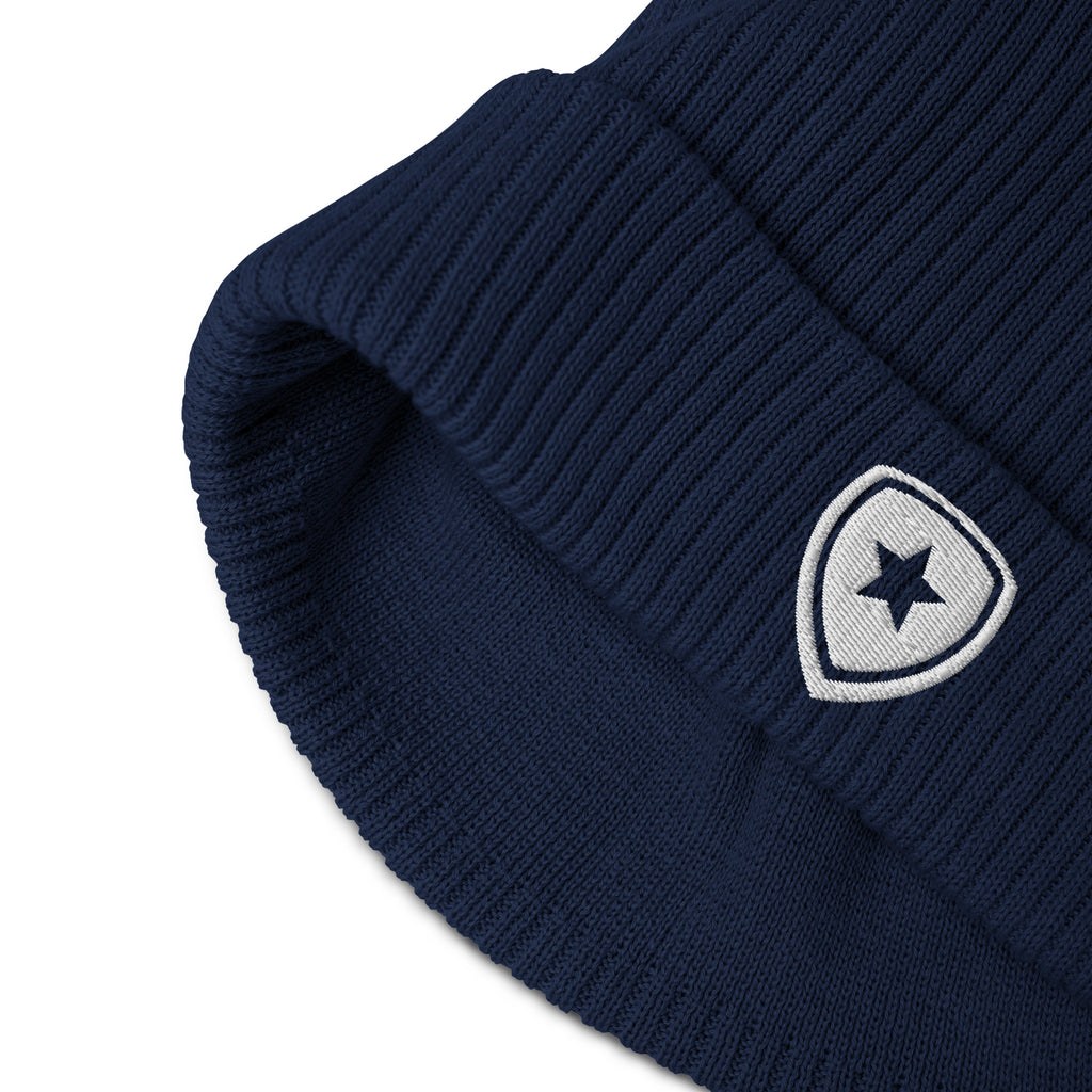 100% Organic Ribbed Beanie Blue