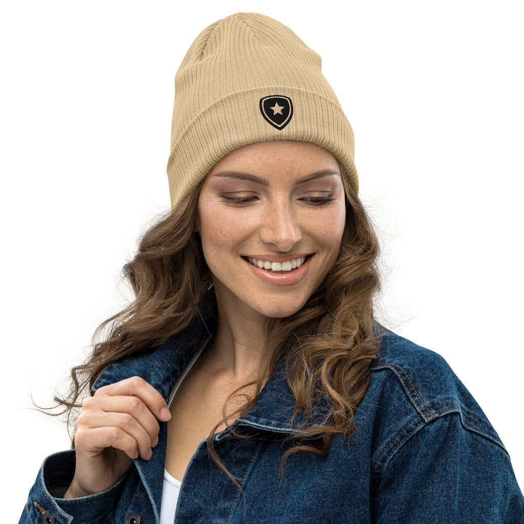 100% Organic Ribbed Beanie Beige