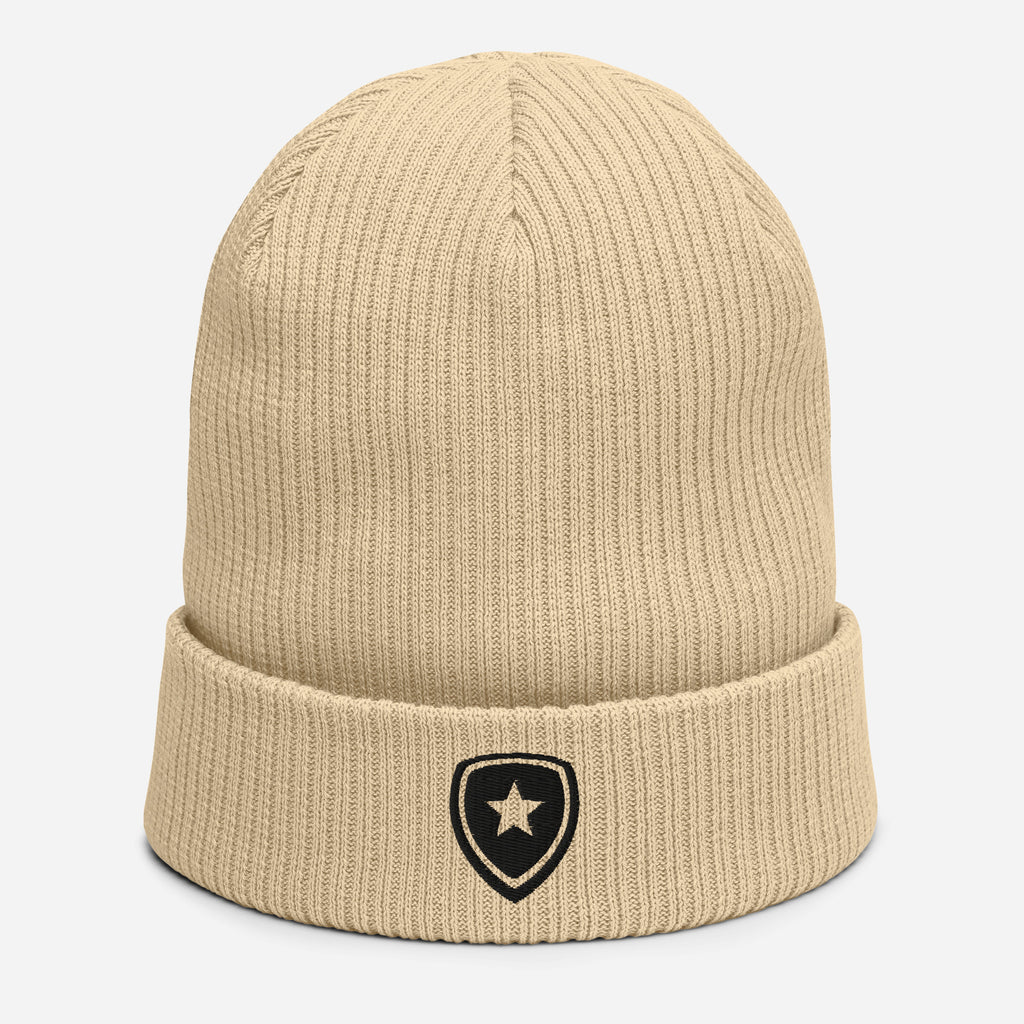 100% Organic Ribbed Beanie Beige