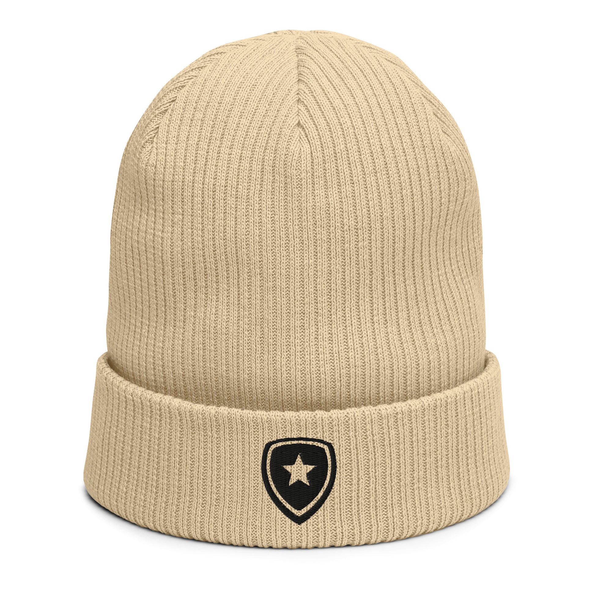 100% Organic Ribbed Beanie Beige