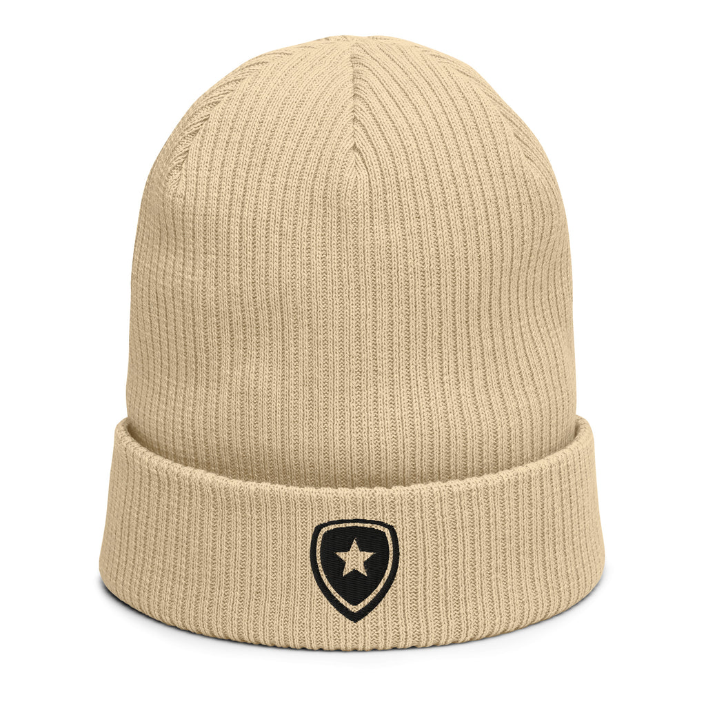 100% Organic Ribbed Beanie Beige