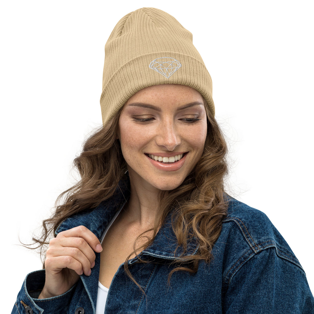 100% Organic Ribbed Beanie --Donna G.-- Beige