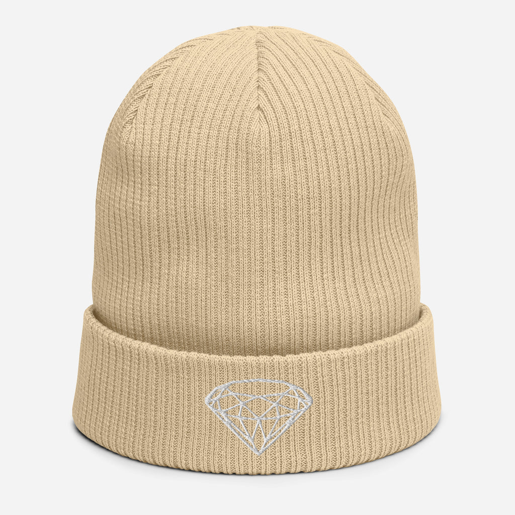 100% Organic Ribbed Beanie --Donna G.-- Beige