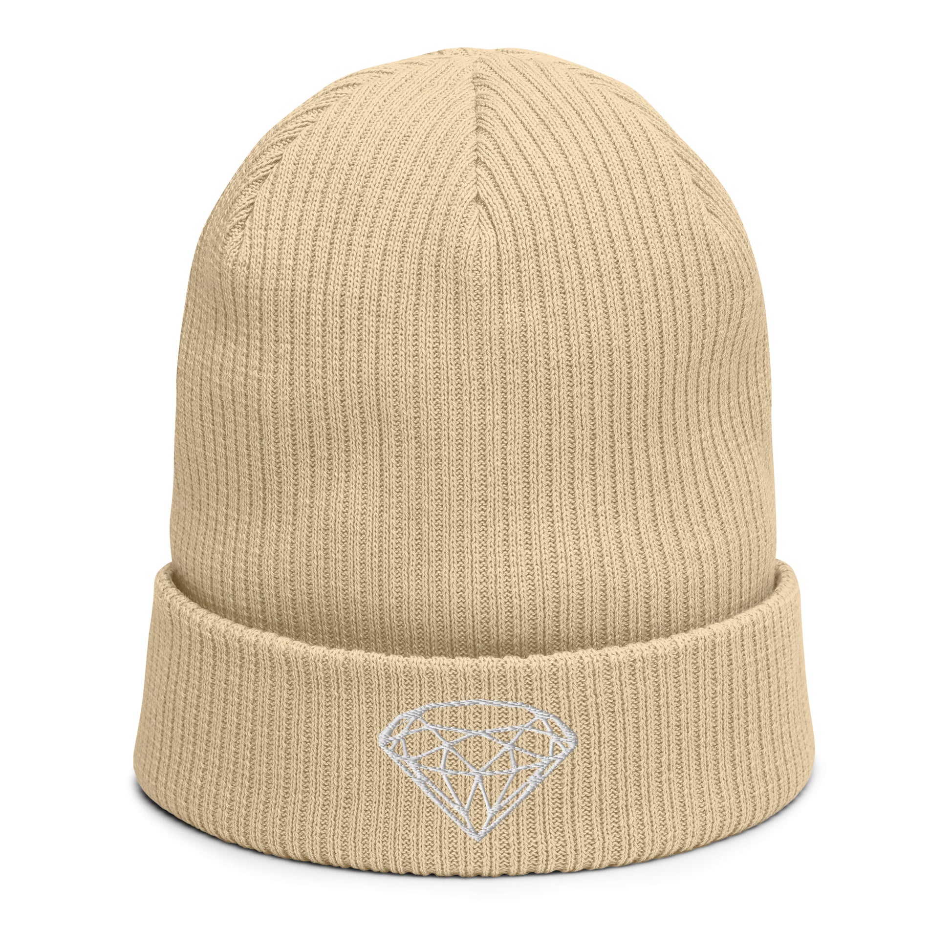 100% Organic Ribbed Beanie --Donna G.-- Beige