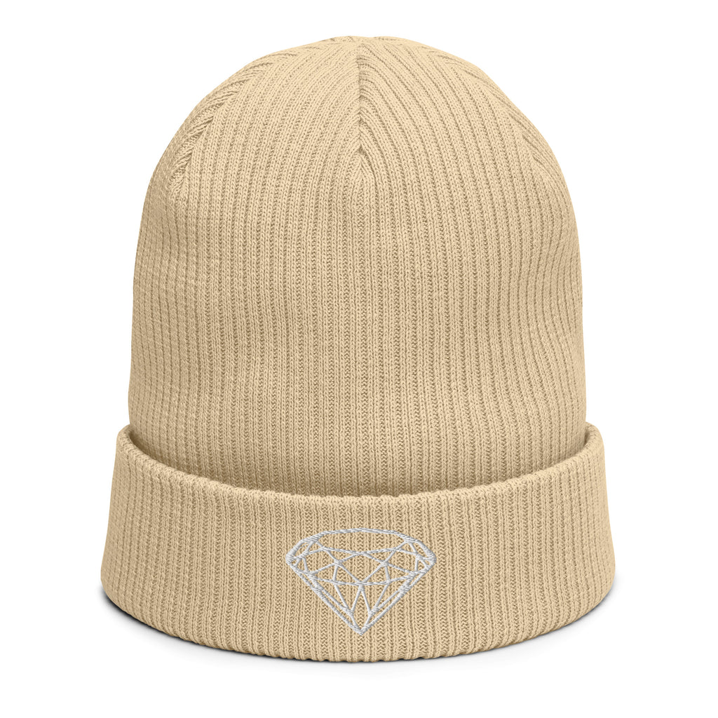 100% Organic Ribbed Beanie --Donna G.-- Beige
