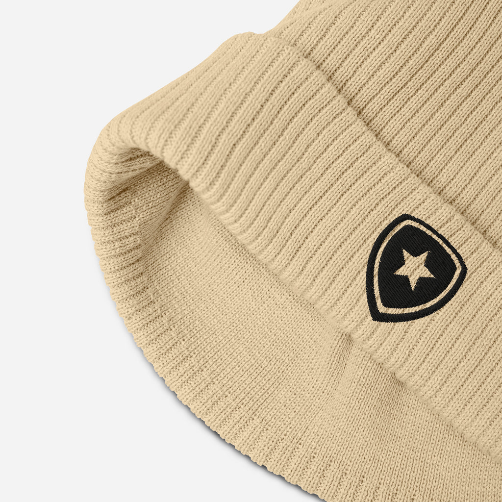 100% Organic Ribbed Beanie Beige