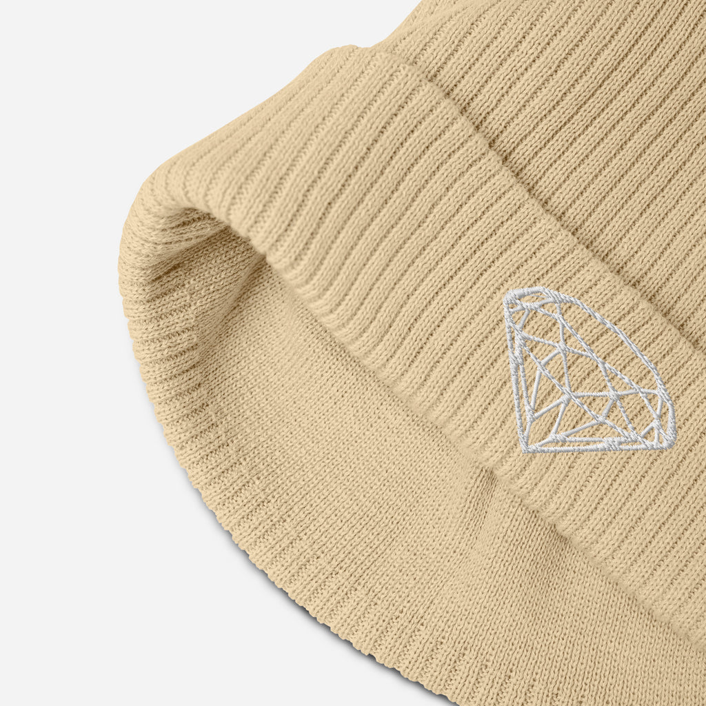 100% Organic Ribbed Beanie --Donna G.-- Beige
