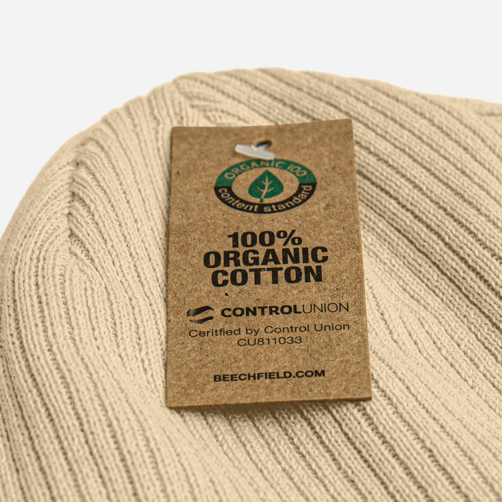 100% Organic Ribbed Beanie Beige