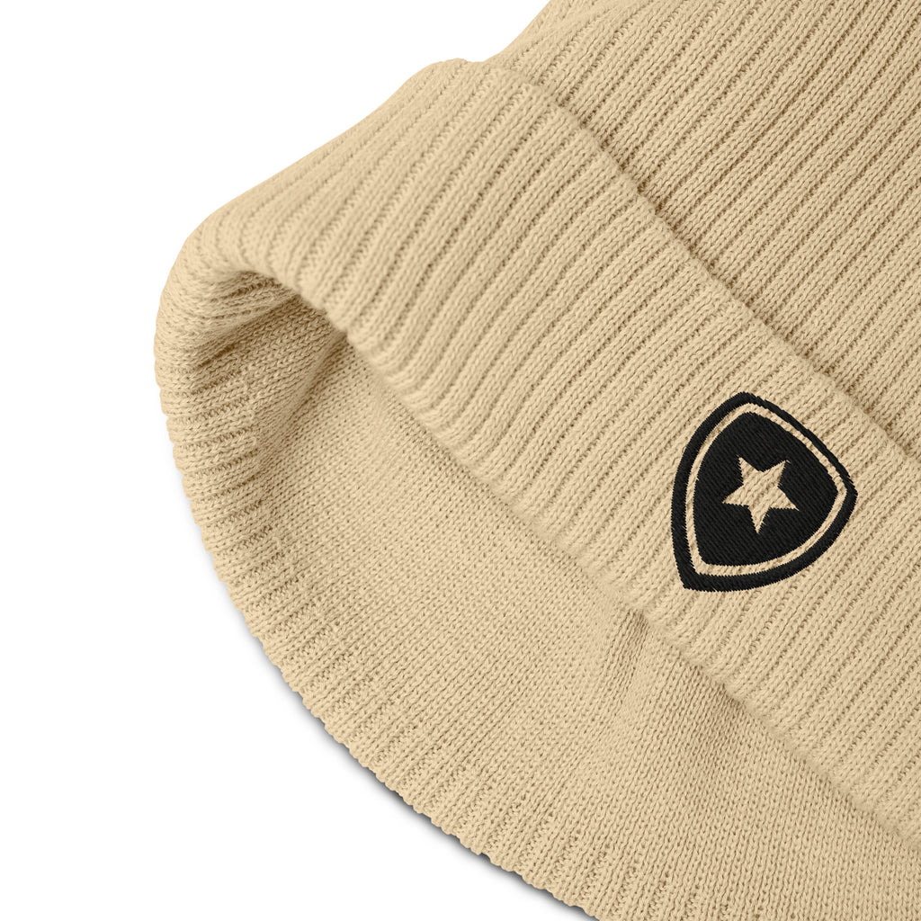 100% Organic Ribbed Beanie Beige