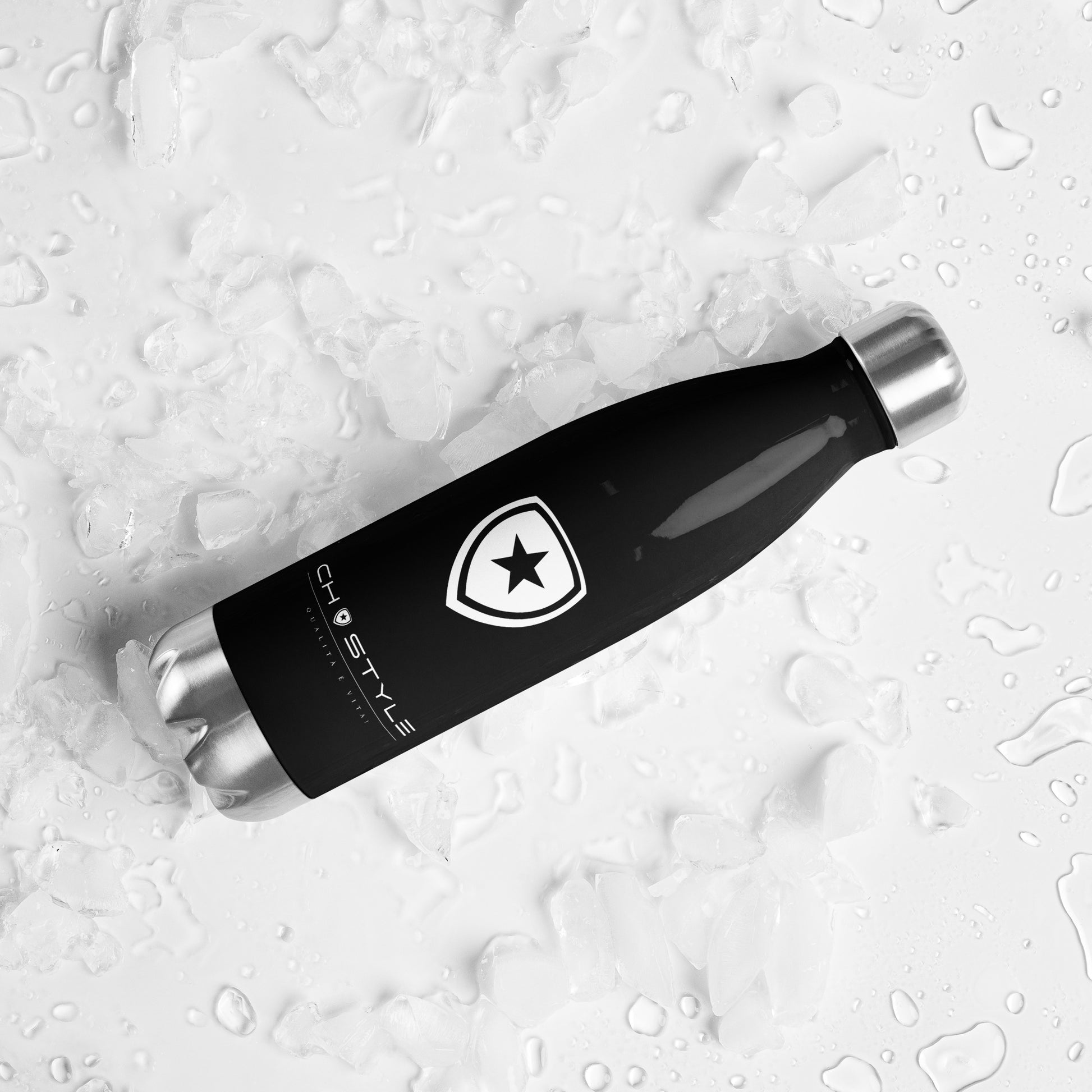 Luxury Stainless Steel Water Bottle --CH Style-- Black