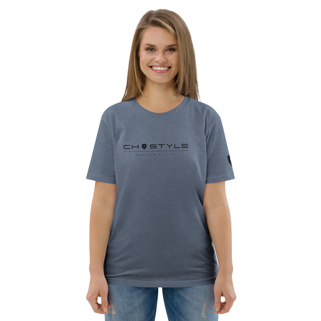 100% Organic T-shirt White and Blue