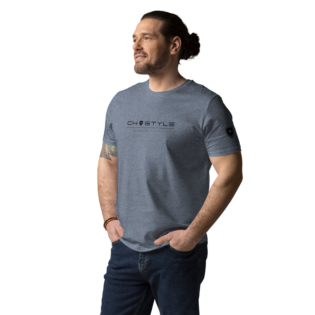 100% Organic T-shirt White and Blue