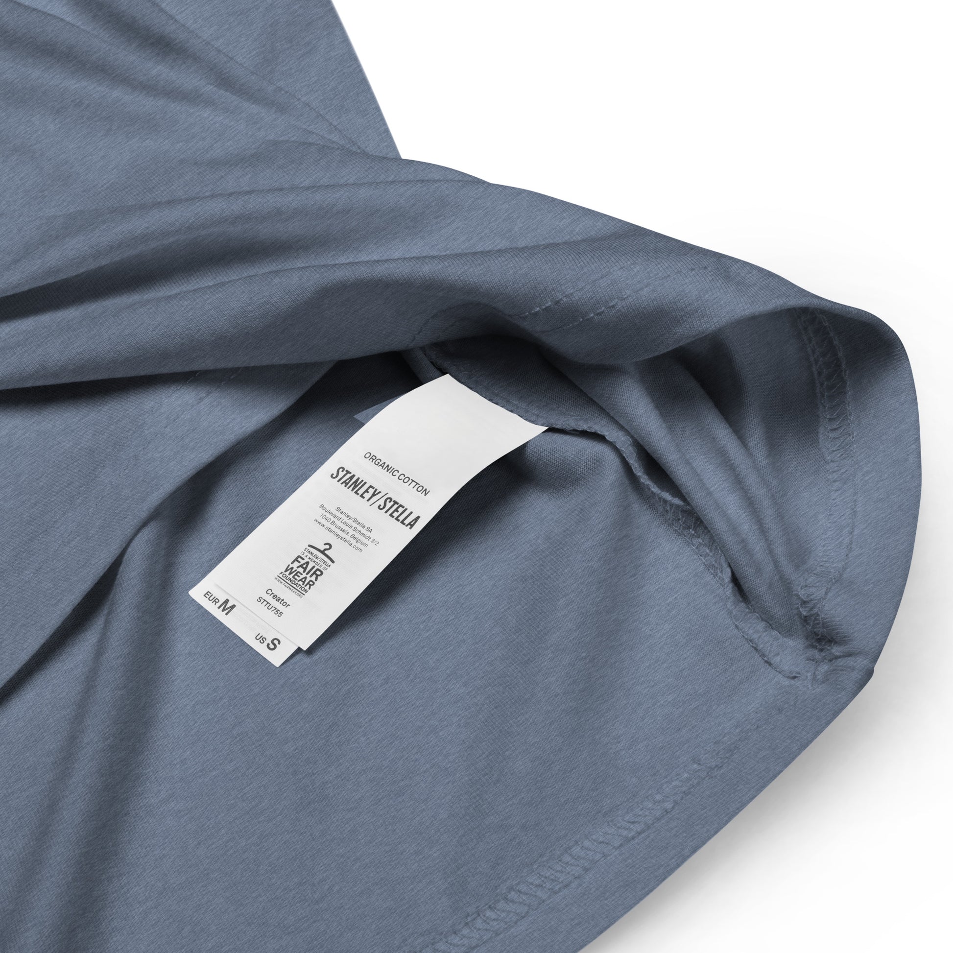 100% Organic T-shirt White and Blue