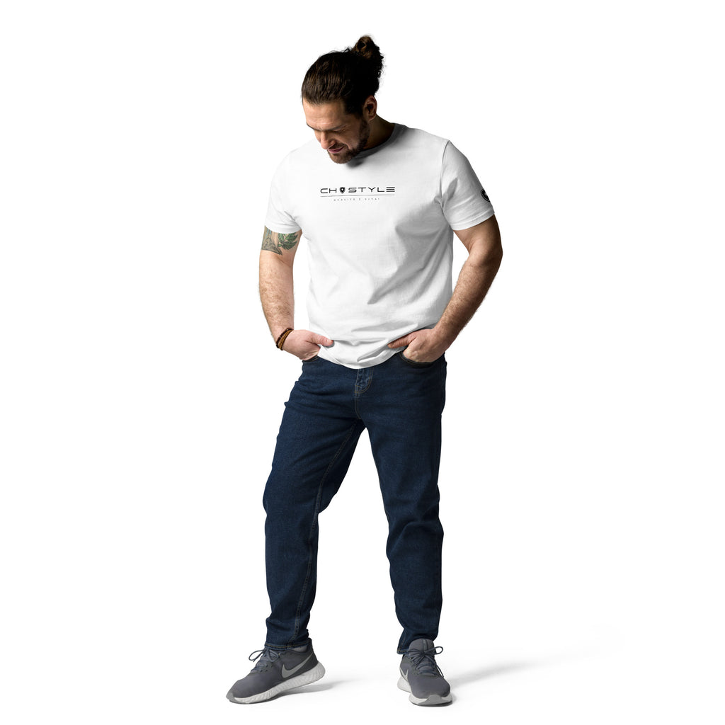 100% Organic T-shirt White and Blue