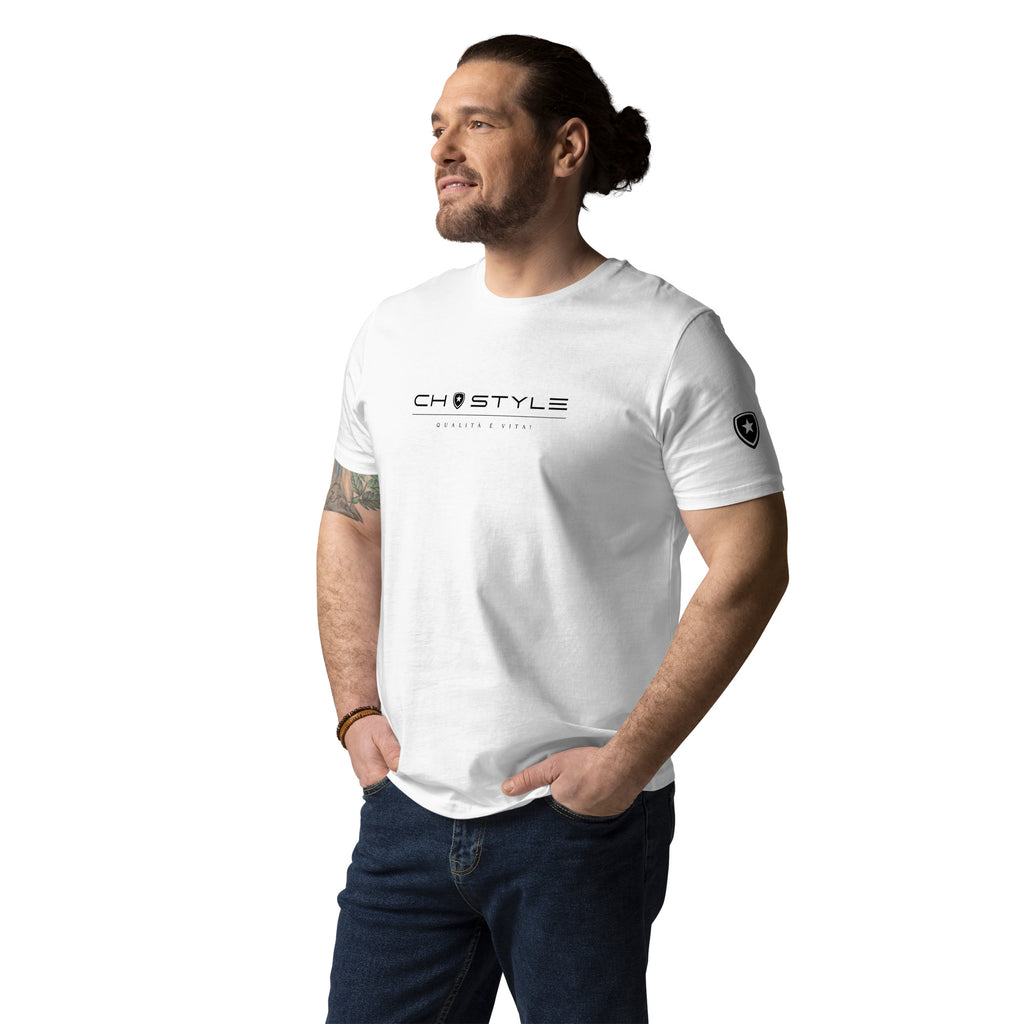 100% Organic T-shirt White and Blue